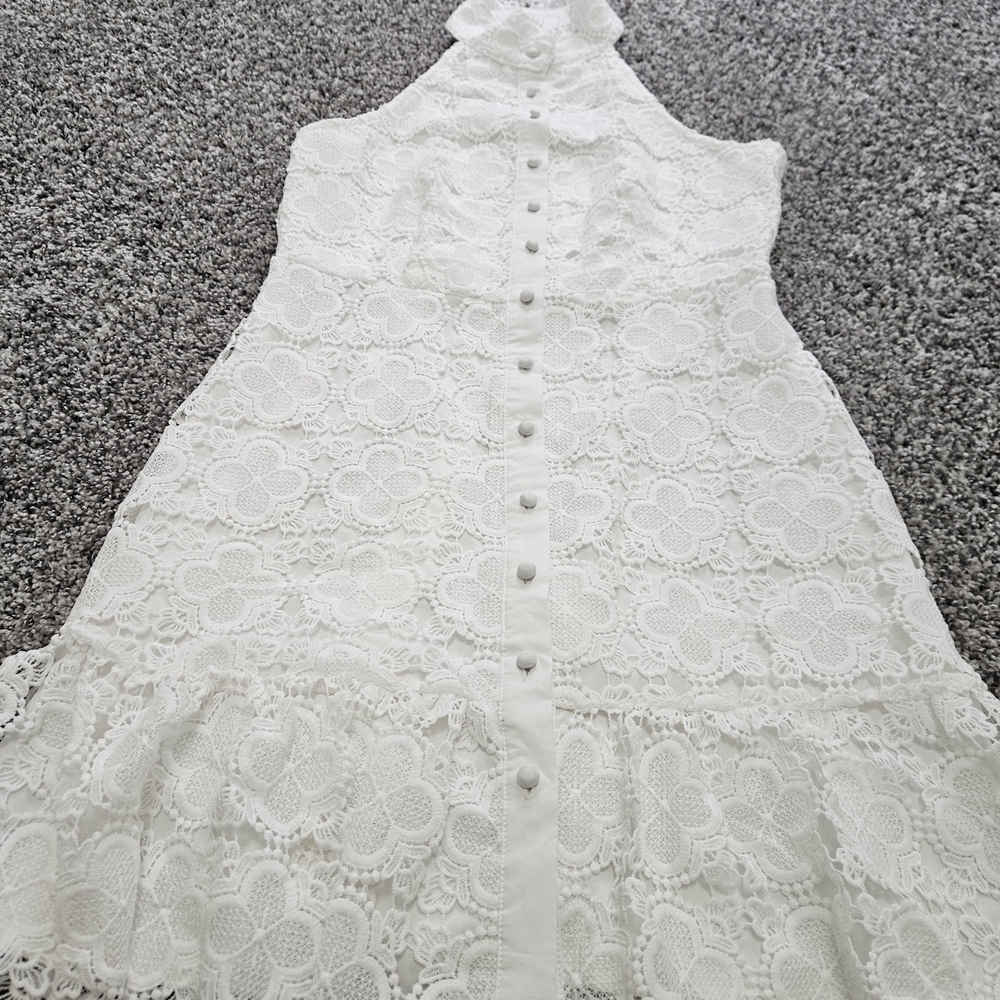 Aqua Elegant White Lace Halter Dress
